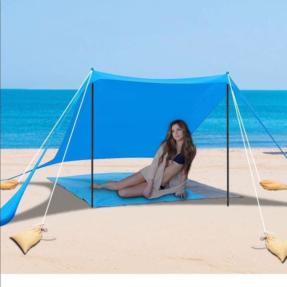 Beach Tent Sun Shelter UPF50+ with Sand Shovel, Ground Pegs and Stability - Picture 5 of 11